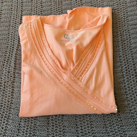 Size 24/26 Light orange Shirt with sequin and bead detail. - Picture 2 of 7